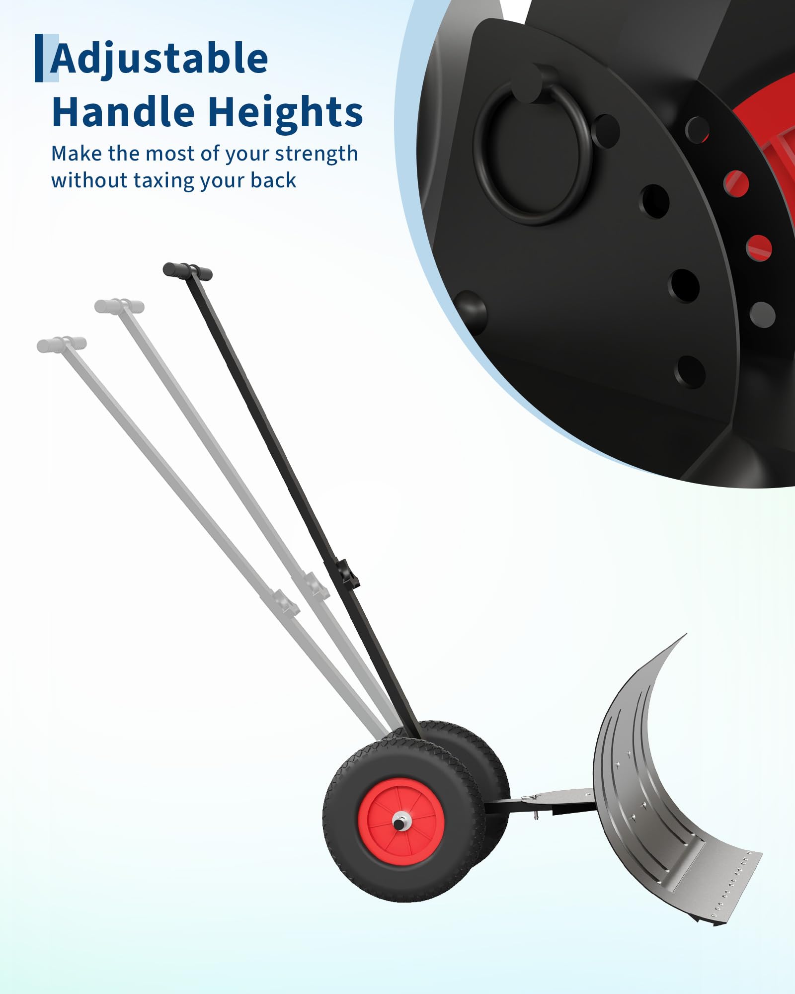 Pala da neve Garvee 74x42cm – regolabile in altezza in 5 posizioni, in metallo, per giardino, vialetti e vialetti d’accesso in inverno.