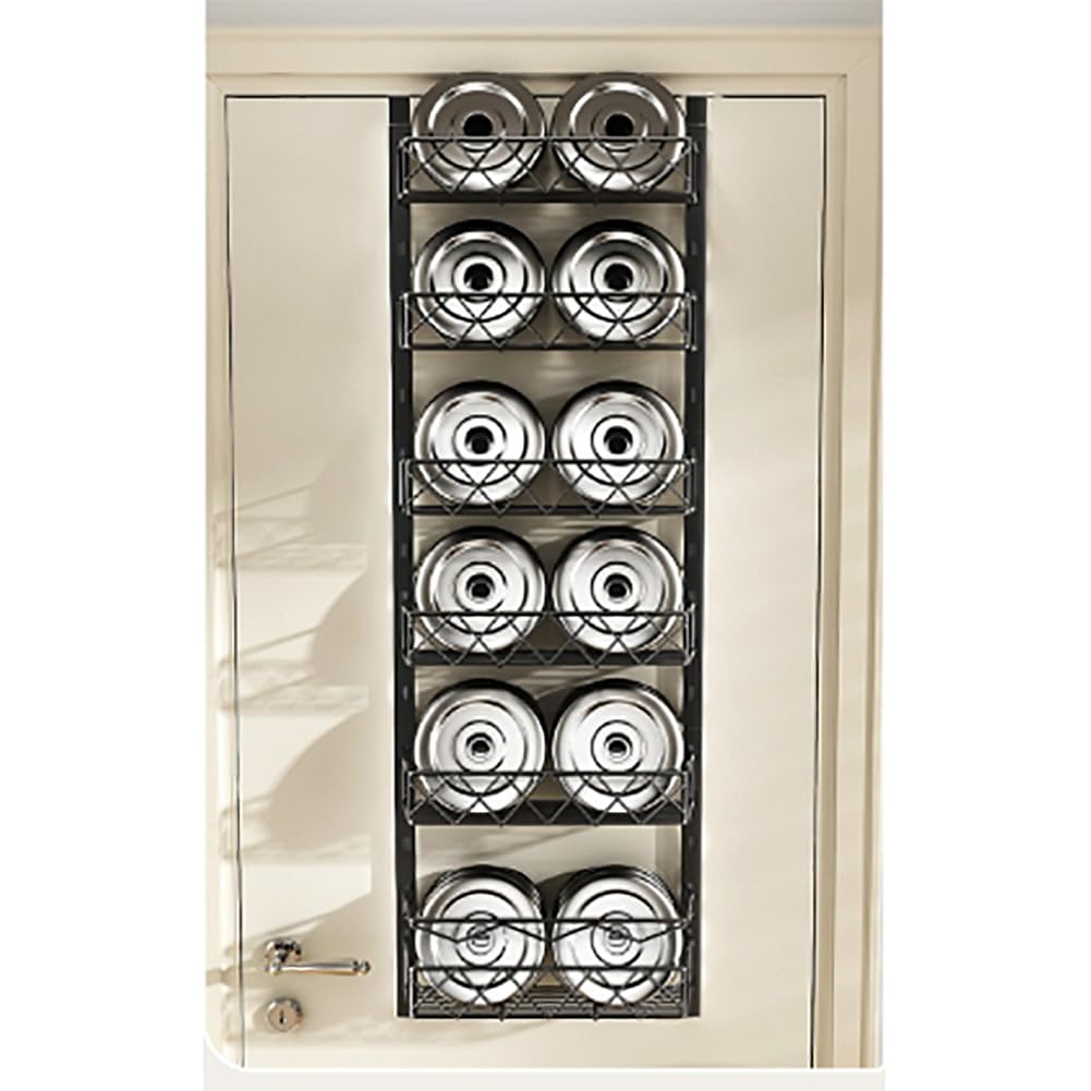 Mensola da cucina Garvee sopra la porta, 6 ripiani, regolabile, in metallo, nera, per risparmiare spazio in cucina e in bagno