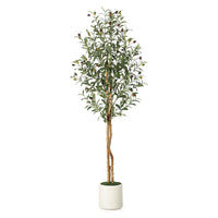Albero di ulivo artificiale Garvee da 1,5 m con rami regolabili, seta artificiale, vaso bianco per soggiorno e ufficio, verde realistico