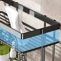 Scaffale portaoggetti sopra il WC Garvee, 1 ripiano, non necessita di foratura, per bagni e piccoli spazi, salvaspazio, robusto, design a griglia