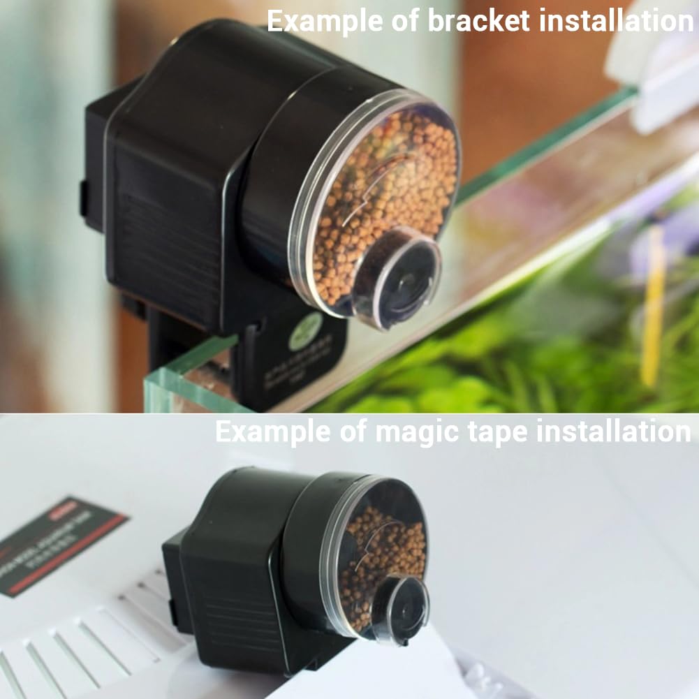 Garvee Dispenser Automatico per Pesci Acquario, Alimentatore Regolabile con 2 Modalità Temporizzate, Batteria, Coperchio Antiumidità, Adatto a Vetri fino a 2.5"
