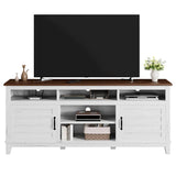 Garvee Mobile TV 180 cm Stile Rustico Armadietto in Legno Massello con Ripiani Regolabili per Soggiorno e Camera, Marrone - Bianco