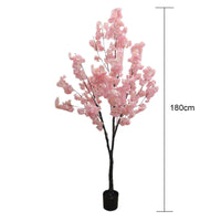 Albero di ciliegio artificiale Garvee da 180 cm rosa con robusto vaso in cemento per casa e ufficio
