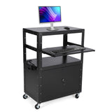 Carrello AV mobile Garvee con serratura, supporto tramite laptop regolabile in altezza, acciaio, ruota con frequenza, ufficio e presentazioni, nero, 24-42 pollici - 