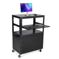 Carrello AV mobile Garvee con serratura, supporto tramite laptop regolabile in altezza, acciaio, ruota con frequenza, ufficio e presentazioni, nero, 24-42 pollici