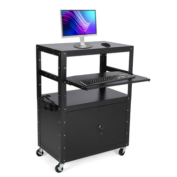Carrello AV mobile Garvee con serratura, supporto tramite laptop regolabile in altezza, acciaio, ruota con frequenza, ufficio e presentazioni, nero, 24-42 pollici