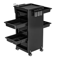 Carrello per salone con 6 cassetti – Carrello con ruote e porta asciugacapelli per salone e studio, nero