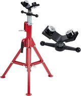 Supporto per sollevamento tubi Garvee V-Head Heavy Duty 1134 kg regolabile 71.12-132.08 cm in acciaio al carbonio pieghevole per saldatura e filettatura - bianco