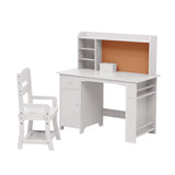 Garvee Scrivania E Sedia Per Bambini Con Libreria, Bacheca, Cassetto, Altezza Regolabile, Bianco, Per Bambini 3-8 Anni - bianco