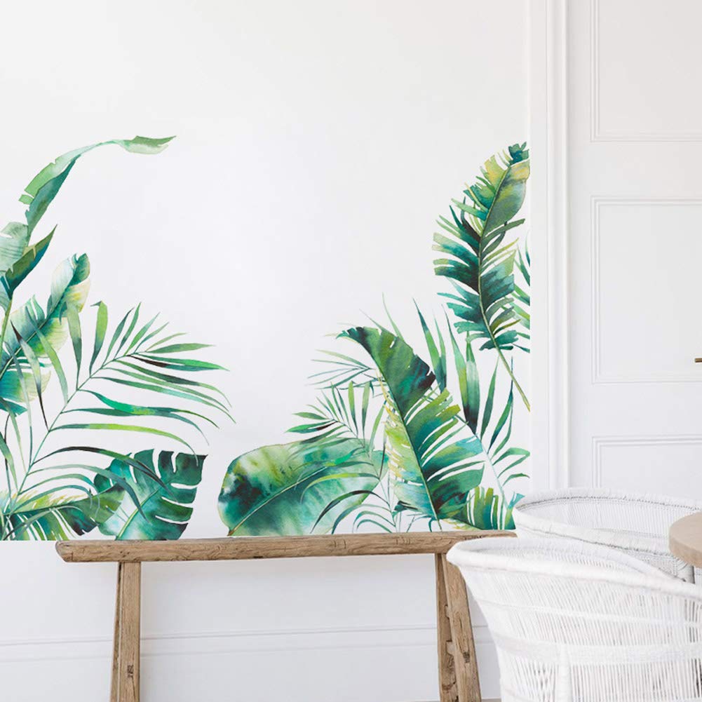 Adesivi murali Garvee Green Plant Foglie tropicali PVC autoadesivo per soggiorno Ufficio 30x90cm Design moderno