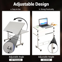 Scrivania regolabile in altezza Garvee con ruote, piano inclinabile, altezza 65-87 cm, struttura in acciaio, 40x60 cm, ufficio e soggiorno, nero