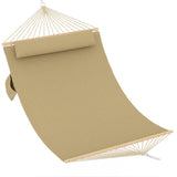 Garvee Amaca Doppia Trapuntata con Barre in Legno Massello, Capacità 204 kg, Cuscino Incluso, Grande per Patio e Giardino, Tan - Tan