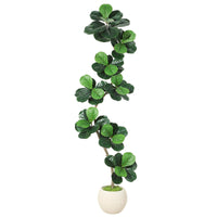 Albero di fico artificiale Garvee a foglia di violino da 7 piedi con vaso bianco, foglie realistiche, resistente alle intemperie per casa e ufficio