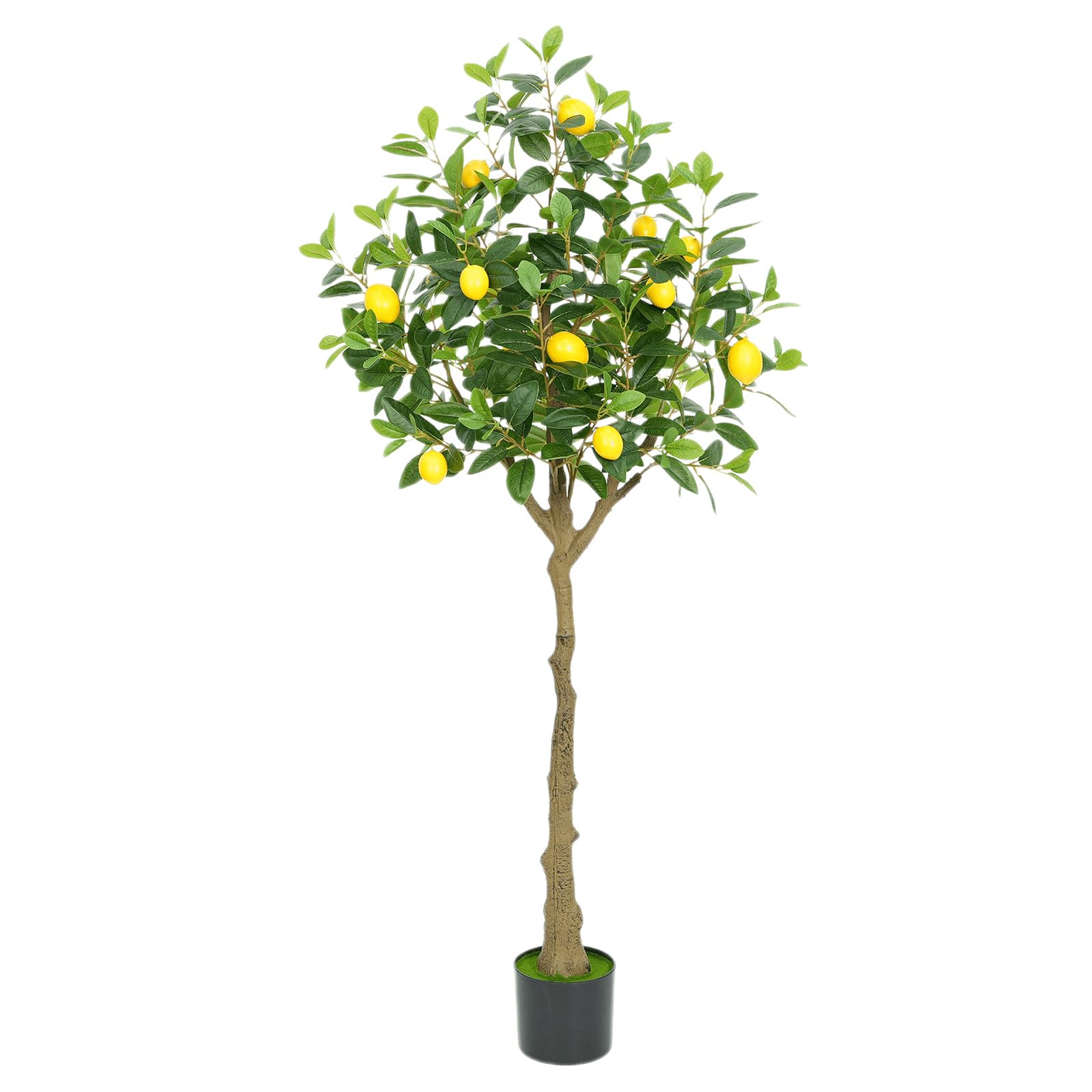 Albero di limone artificiale Garvee da 5 piedi realistico con robusto vaso di cemento per ufficio e casa verde giallo