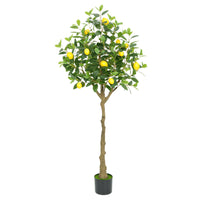 Albero di limone artificiale Garvee da 5 piedi realistico con robusto vaso di cemento per ufficio e casa verde giallo