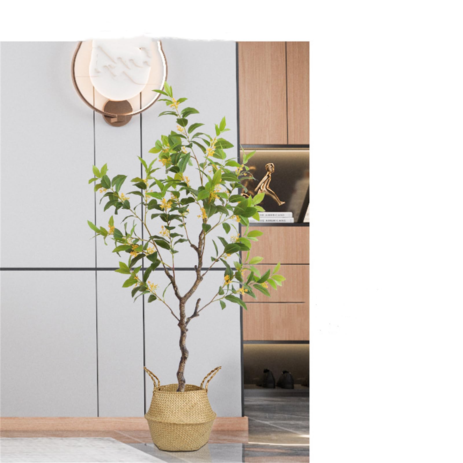 Albero di osmanto artificiale Garvee da 1,4 m con foglie e fiori realistici, rami regolabili, materiale PU, non richiede manutenzione, per uso interno ed esterno, verde