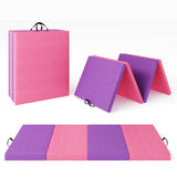 Tappetino da ginnastica pieghevole Garvee da 2'' in schiuma EPE antiscivolo, rivestimento in pelle PU, portatile, per yoga e arti marziali, multicolore - Cuscino pieghevole a quattro pieghe