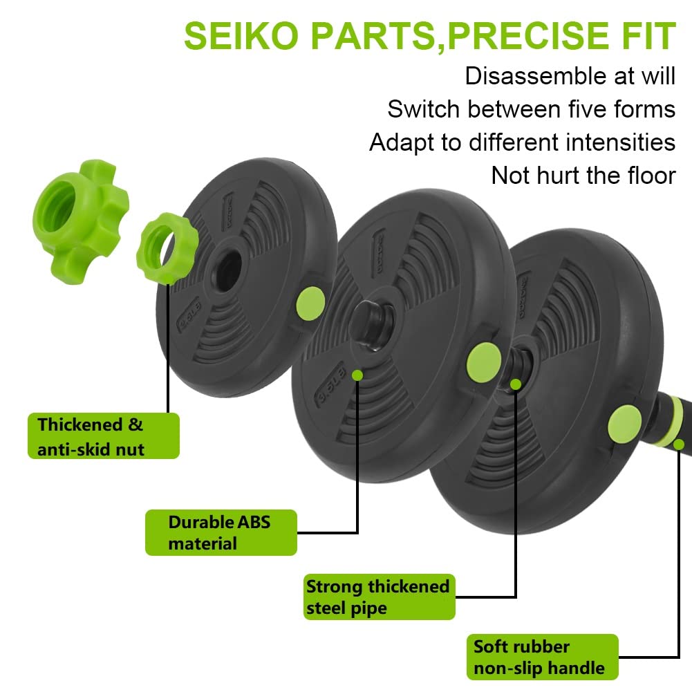 Garvee Manubri regolabili 4 in 1 set con bilanciere, kettlebell, maniglie per flessioni, materiale ABS, antiscivolo, 5-21 libbre, per allenamenti a casa