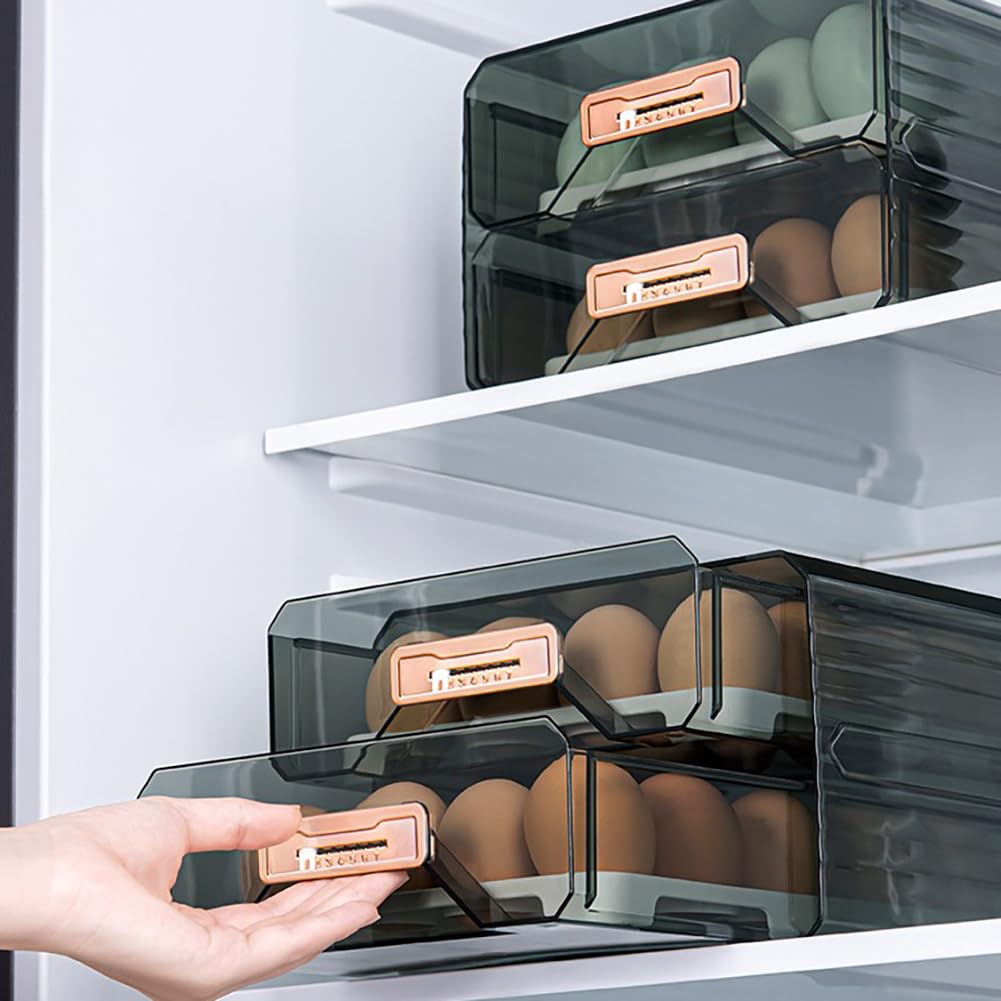 Contenitore per uova Garvee, 2 livelli, tipo cassetto, trasparente, 40 uova, organizzazione della cucina