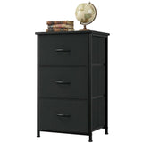 Garvee Cassettiera 3 Cassetti Con Cesti In Tessuto Rimovibili - Organizer Versatile Per Camera, Soggiorno, Ingresso - 42 cmL x 30 cmL x 71,4 cmA - Legno Effetto Grain - Nero