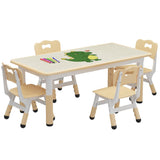 Garvee Set Tavolo e 4 Sedie per Bambini Regolabile in Altezza Beige per Casa e Asilo - Colore del legno