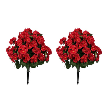 Alberi artificiali Garvee di begonia lavanda da 23'', in materiale PE resistente ai raggi UV e alle intemperie, con picchetto per giardino e terrazza, colore verde