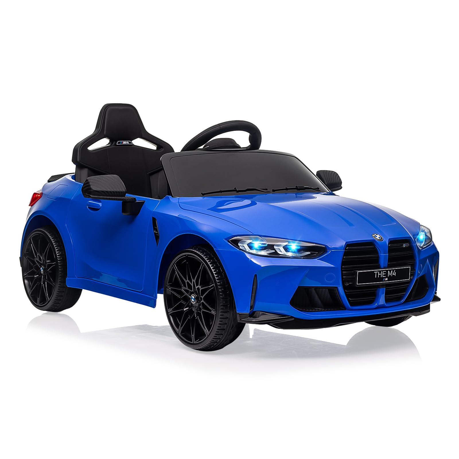 Garvee Kids Electric Car 12V con licenza BMW M4 con telecomando 2.4G, USB, musica LED, stabile, sicura, multicolore