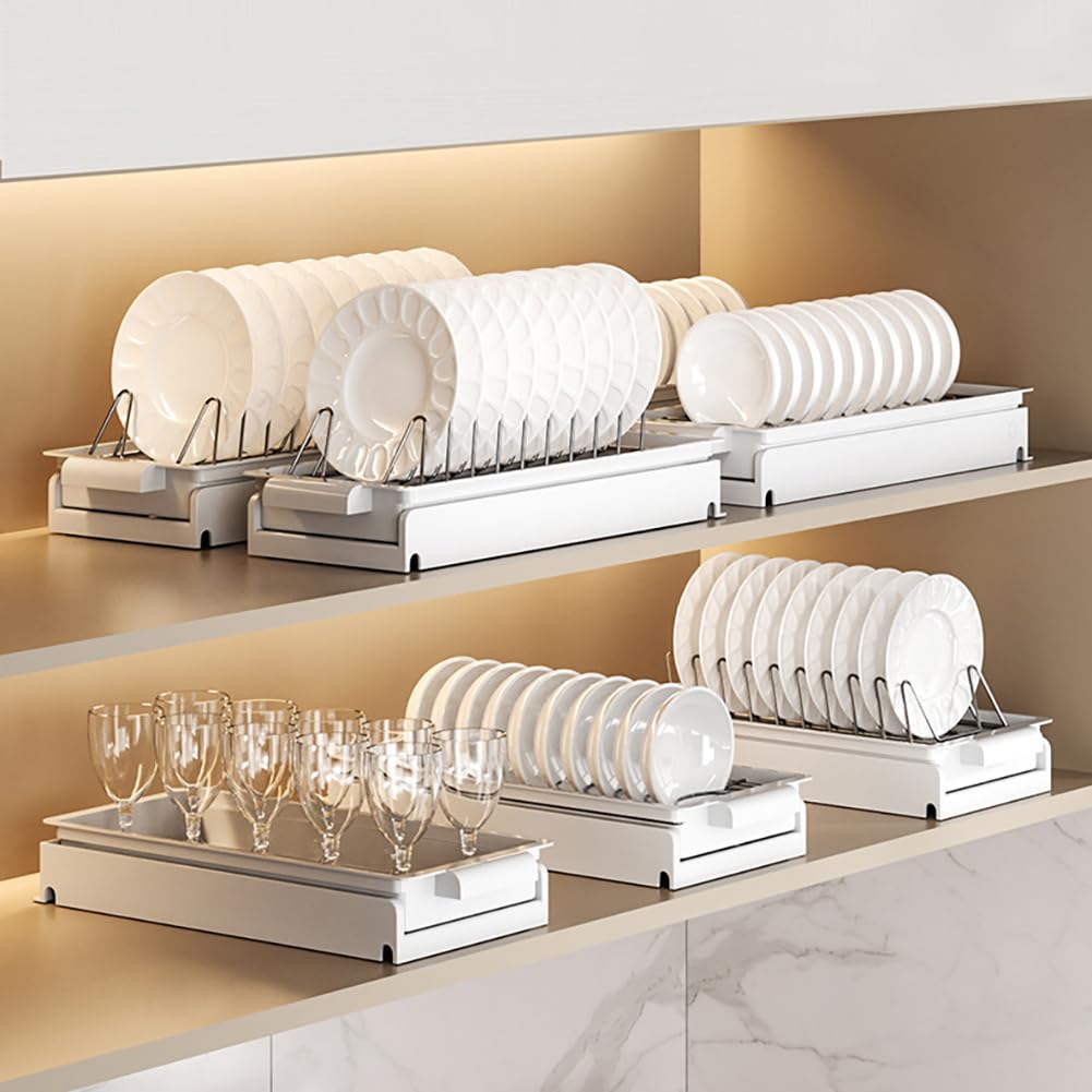 Cassetto telescopico estensibile Garvee per cucina, ripiani portaoggetti per mobili da cucina, porta spezie, organizer per cassetti, cestello per posate da cucina, acciaio inossidabile, non richiede foratura, versatile