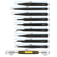 Set Pinzette Precisione Garvee 10 Pezzi Acciaio Inossidabile Antistatiche - Ideale per Elettronica, Gioielli e Laboratorio | Perfetto Regalo Festa del Papà