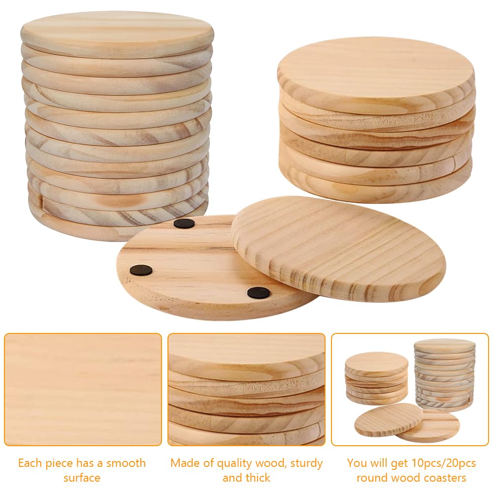 Set di 10 sottobicchieri rotondi in legno Garvee, sottobicchieri fai da te vuoti, diametro 7 cm, spessore 6 mm, legno non trattato, per pittura e incisione, protezioni per tavolo, idea regalo
