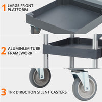 Carrello per la pulizia Garvee con ruote, copertura e sacco in pile per case e hotel, 95x49x22 cm, grigio