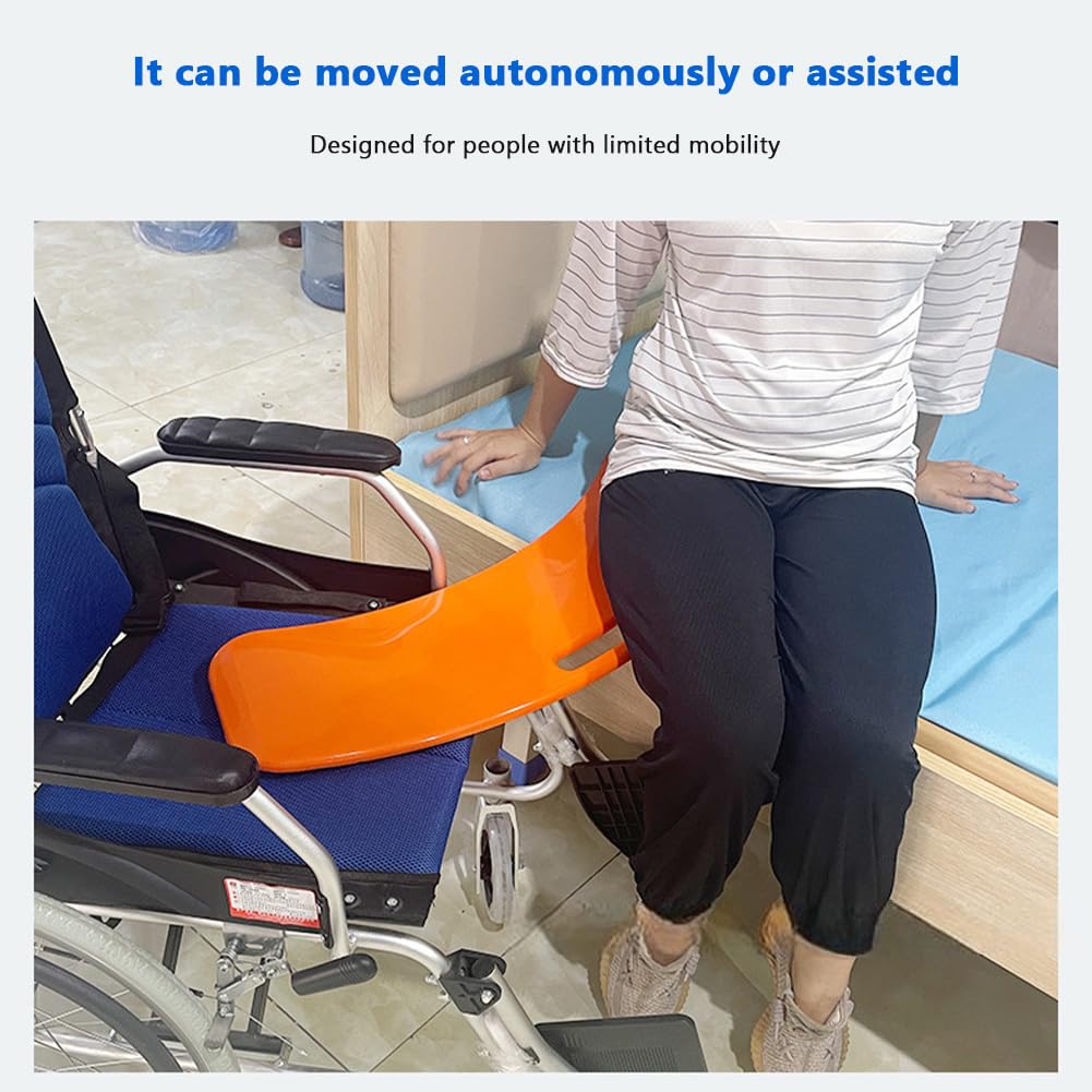 Tavola di trasferimento per sedia a rotelle Garvee per utenti di sedia a rotelle, tavola di spinta per pazienti fino a 200 kg, arancione, 80 x 21 x 0,8 cm, ausilio per il trasferimento per anziani a letto, in auto, in bagno