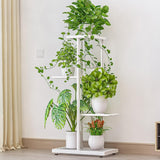 Supporto per piante Garvee a 4 ripiani, in metallo, antiruggine, piedini regolabili, per balcone, soggiorno, giardino, salvaspazio, nero - Come mostrato