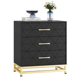 Cassettiera in legno Garvee per camera da letto, 3 cassetti, MDF, nero, moderna, robusta, salvaspazio, soggiorno, corridoio - Nero