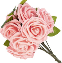 Rose artificiali Garvee, set da 25 pezzi, fiori di schiuma, rosa, per decorazioni fai da te, colori vivaci, resistenti, versatili