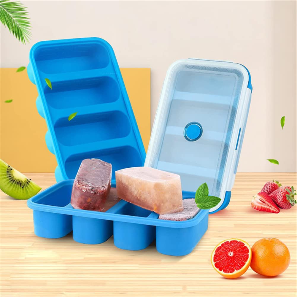 Contenitore per alimenti per bambini in silicone Garvee con coperchio, 4 scomparti, senza BPA, flessibile, lavabile in lavastoviglie, per alimenti per bambini, cubetti di ghiaccio, 250 ml, trasparente