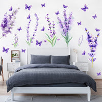 Garvee 2 fogli/set adesivi murali viola lavanda rimovibili a getto d'inchiostro per la decorazione del soggiorno, materiale in PVC, facili da usare, autoadesivi, superficie liscia