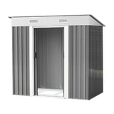 Garvee Casetta Da Giardino In Metallo 4,3 M³ Con Porta Serrabile E Tetto A Pendenza, Acciaio Zincato, Ventilazione Ottimizzata, 194x121x181 Cm, Grigio