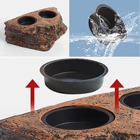 Vassoio magnetico per rettili Garvee con doppio vassoio per lucertole e camaleonti, effetto pietra naturale, compatibile con plastica e vetro