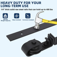 Set di ferramenta per porte scorrevoli pieghevoli Garvee da 52" per 4 porte, acciaio resistente, silenzioso e scorrevole, salvaspazio, porte da 12", nero, soggiorno e sala da pranzo