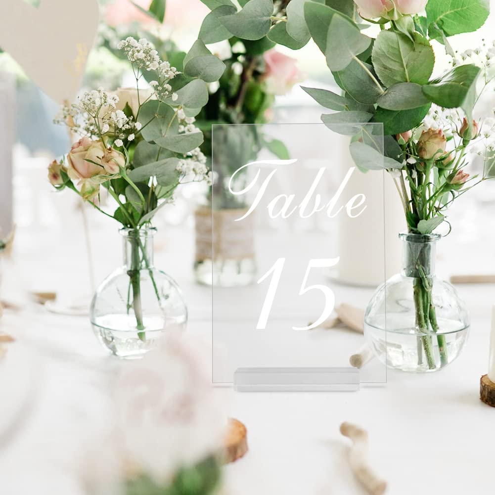 Porta numeri da tavolo in acrilico Garvee 1-20 con robusto supporto in acrilico per matrimoni e feste, 4x6 pollici, trasparenti
