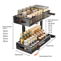 GARVEE Organizer per lavello a 2 livelli con anta scorrevole, bagno/cucina, bianco, organizer per armadietto ordinato