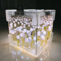 Lampada da notte Garvee Tulipanowa fai da te fatta a mano con motivo floreale quadrato, lampada da tavolo, ornamento, regalo per la camera da letto di donne e ragazze