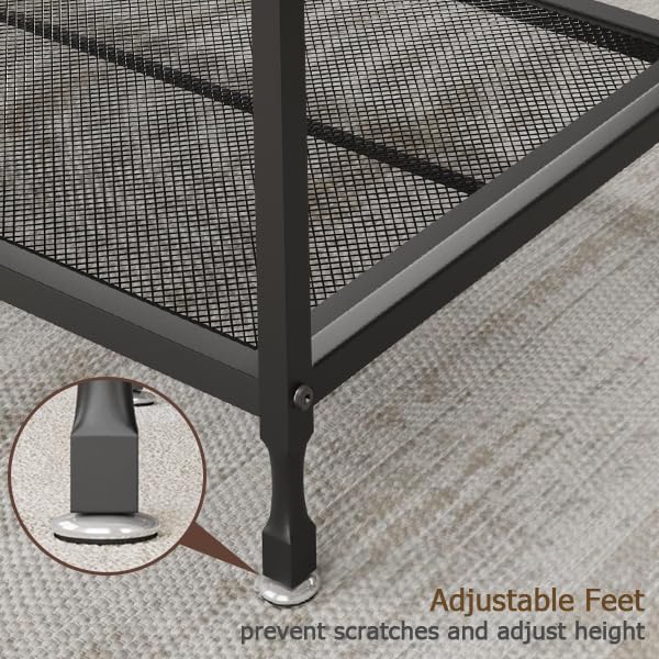 Garvee Couchtisch Vintage Rettangolare in MDF e Metallo, Industriale Retro, 101x50x48 cm, Nero