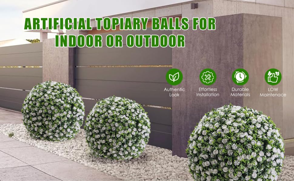 Garvee, palline di fiori artificiali da 17 pollici, set da 2, resistenti alle intemperie, facili da pulire, materiale PE, per giardino e matrimonio, verde