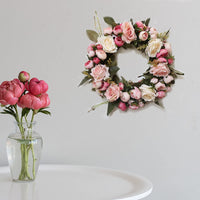 Rosario primaverile artificiale Garvee da 13 pollici, fatto a mano, in seta, rosa e bianco, per porta e parete, San Valentino, matrimonio