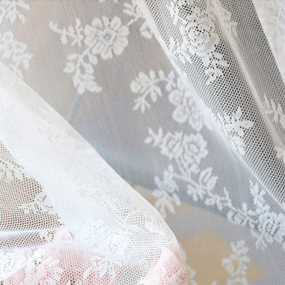 Tenda in pizzo floreale Garvee in voile jacquard semitrasparente per camera da letto e soggiorno, 145x150 cm, crema