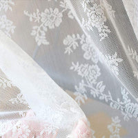 Tenda in pizzo floreale Garvee in voile jacquard semitrasparente per camera da letto e soggiorno, 145x150 cm, crema