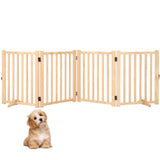 Garvee Cancelletto per Cani Pieghevole in Legno Massello di Pino, Freestanding con Piedini di Supporto, 4 Pannelli Espandibili, Sicuro per Interni e Scale