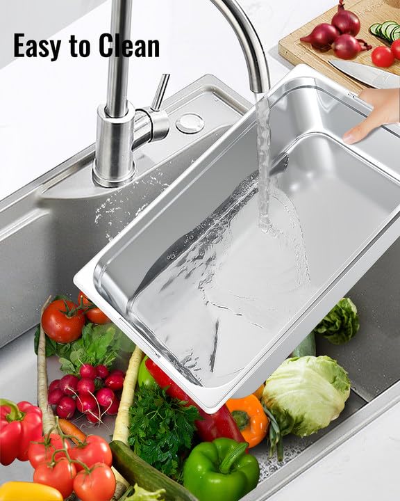 Garvee Set 6 Vassoi Catering Acciaio Inox Profondi 10.16 cm Standard - Ideali per Eventi e Feste, Finitura Specchio Senza Manico/Coperchio